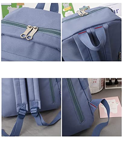 AONUOWE 5pcs Aesthetic Backpack Set for School Teens Girls Daypack Cute Trendy Large Capacity Preppy Shoulder Bag (Black)