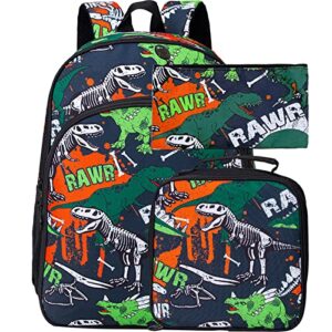 ccjpx dinosaur backpack for boys, 16” kids preschool bookbag and lunch box for kindergarten elementary