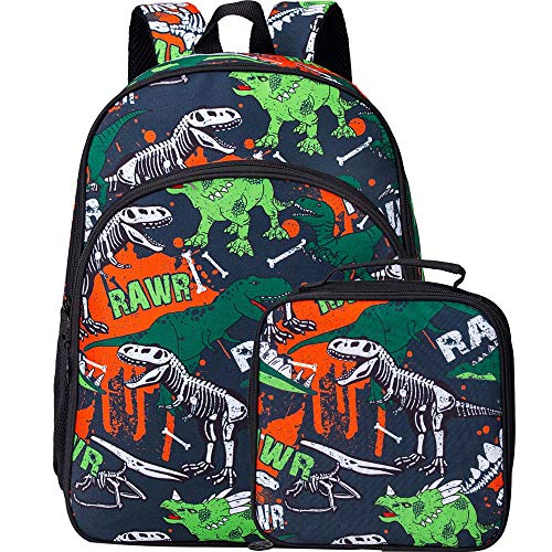 CCJPX Dinosaur Backpack for Boys, 16” Kids Preschool Bookbag and Lunch Box for Kindergarten Elementary