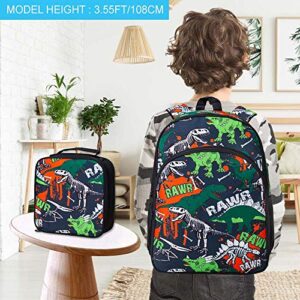 CCJPX Dinosaur Backpack for Boys, 16” Kids Preschool Bookbag and Lunch Box for Kindergarten Elementary