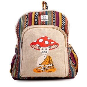 freakmandu collections mushroom head hemp backpack bag – eco friendly unique unisex rustic durable