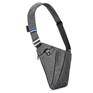 niid fino men sling crossbody bag lightweight flex bag water resistant anti-theft chest shoulder backpack for travel hiking (grey)