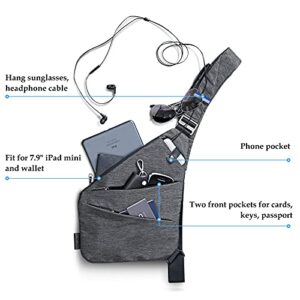 NIID FINO Men Sling Crossbody Bag Lightweight Flex Bag Water Resistant Anti-theft Chest Shoulder Backpack for Travel Hiking (Grey)