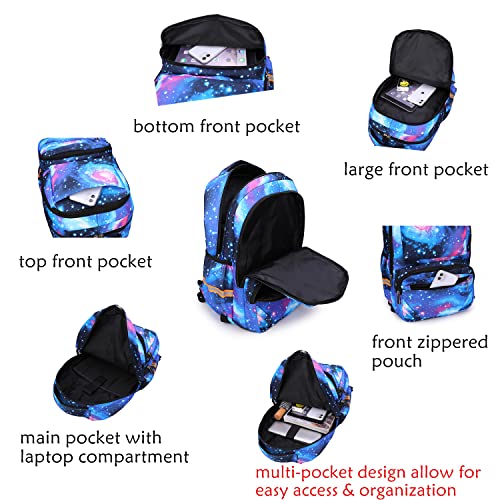 Rolling Backpack for Boys Girls Galaxy-prints Student Bookbags Kids' Carry-Ons Luggage Travel Trolley Bags for School