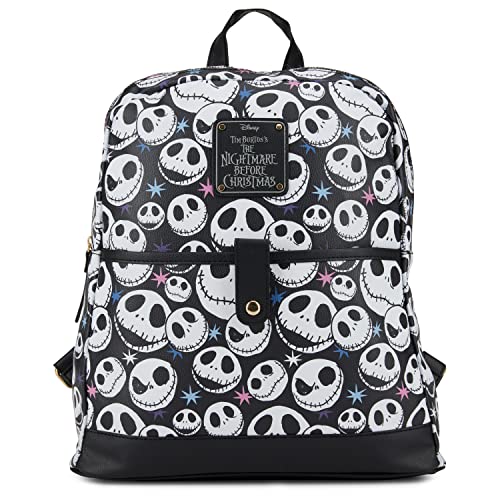 Disney Nightmare Before Christmas Leather Backpack - Girls, Boys, Teens, Adults - Nightmare Before Christmas Jack Skellington Faux Leather 14 Inch Backpack