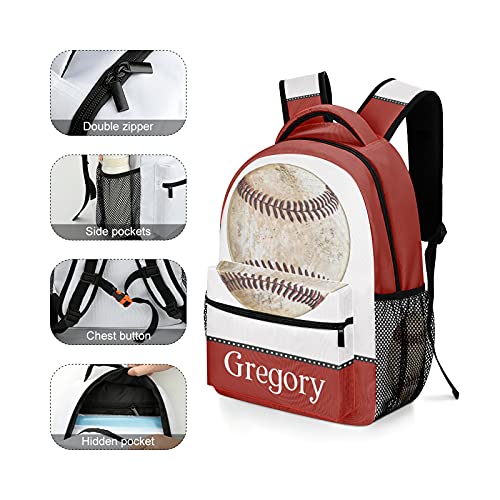 Eiis Retro Vintage Baseball Red Students Personalized School Backpack for Kid-Boy /Girl Primary Daypack Travel Bookbag