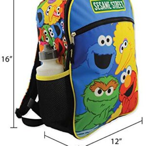 Sesame Street Boys Girls 5 piece Backpack Lunch Bag and Snack Bag School Set (One Size, Blue/Multi)