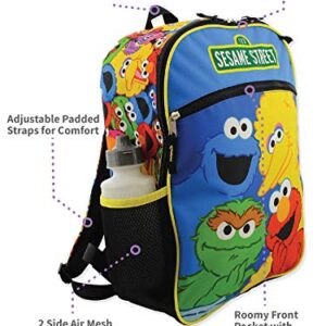 Sesame Street Boys Girls 5 piece Backpack Lunch Bag and Snack Bag School Set (One Size, Blue/Multi)