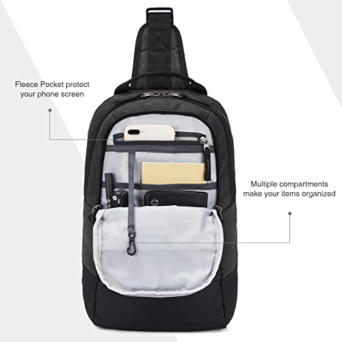 EVER ADVANCED Sling Backpack Crossbody Bag for Men Women, Lightweight One Strap Backpack Shoulder Bag Travel Hiking Chest Bags Daypack, 10L Capacity, Dark Grey