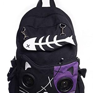 Lost Queen Kitty Speaker Backpack (Black/Purple)