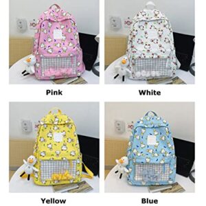 TEEQ Cute Duck Backpack with Doll Animals ,Kawaii Backpack for School,Fashion Bookbags for Teen girls.Yellow