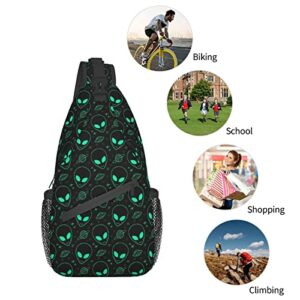 Cool Alien UFO Crossbody Sling Bag With Adjustable Shoulder Strap Backpack For Hiking Travel Sport Climbing