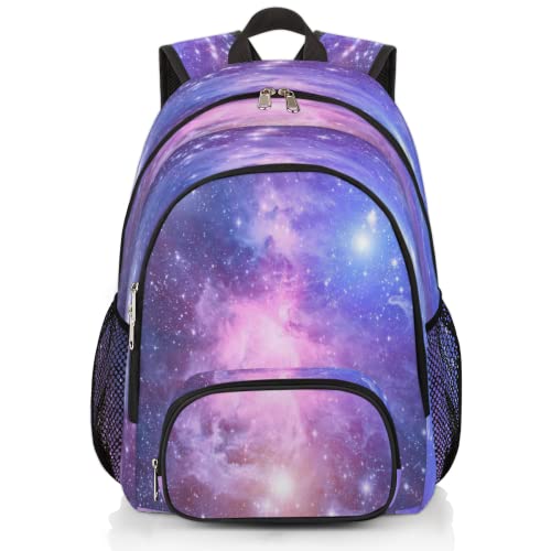 Pardick Galaxy Backpacks School Bag for Girls Boys Teens Students Galaxy Purple Stylish College Schoolbag Book Bag - Water Resistant Travel Backpacks for Women Men