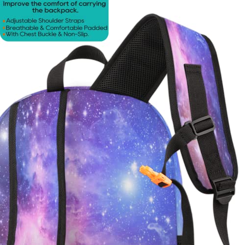 Pardick Galaxy Backpacks School Bag for Girls Boys Teens Students Galaxy Purple Stylish College Schoolbag Book Bag - Water Resistant Travel Backpacks for Women Men