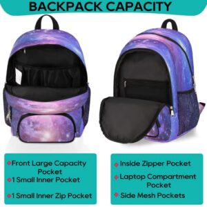 Pardick Galaxy Backpacks School Bag for Girls Boys Teens Students Galaxy Purple Stylish College Schoolbag Book Bag - Water Resistant Travel Backpacks for Women Men