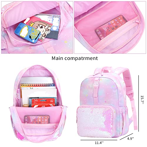 Girls Backpack With Lunch Box,Cute Girl's Backpack Toddler Hiking Backpack Set Pink Backpack for Girls Kindergarten Preschool Elementary with Lunch Box and Pencil Box