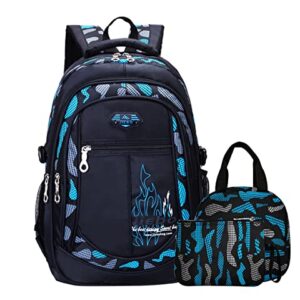 Camo-Print 3pcs Backpack Set with Lunch Bag Pencil Case Kids Elementary Middle School Bookbag for Teen Boys