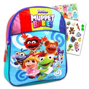 disney bundle muppet babies mini backpack set ~ 3 pc bundle with 11 inch school bag for toddlers, kids, stickers, and tattoos (muppet supplies)