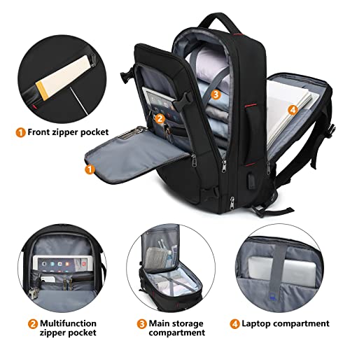 Travel Backpack 17.3 Inch Laptop Backpack Flight Approved Expandable Carry On Backpack Weekender Duffel Bag