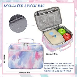 mygreen Backpack for Girls Kids School Backpack with Lunch Box Preschool Kindergarten BookBag Set Tie-Dye Pink Blue