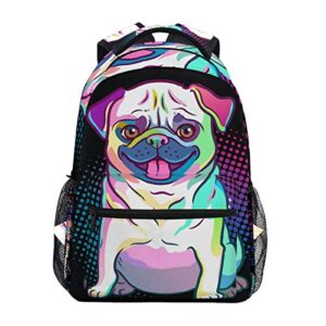 school backpack pug dog pop art style teens girls boys schoolbag travel bag