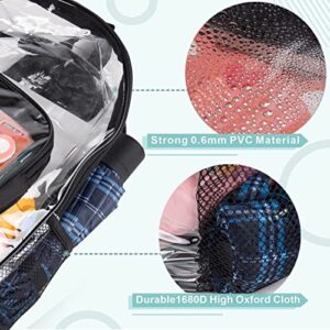 Clear Backpack With Front Pocket - Stadium Approved Durable Heavy Duty PVC With Reinforced Strap Transparent For School, Work or Stadium Events (black)