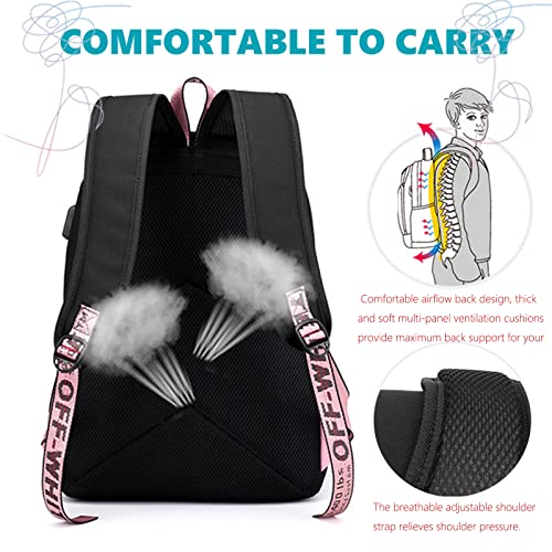 USB Backpack Kpop Korean Casual Daypack Lightweight Cartoon Bookbag 17.7 inch Large Laptop Bag College Bag for Travel Concert Gifts 4