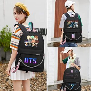 USB Backpack Kpop Korean Casual Daypack Lightweight Cartoon Bookbag 17.7 inch Large Laptop Bag College Bag for Travel Concert Gifts 4