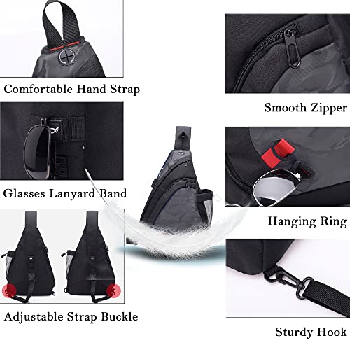 Sling Bag Shoulder Crossbody Backpack for Men Women Lightweight Large USB Waterproof Camo Chest Daypack for Travel Hiking Camping