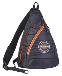 harley-davidson bar & shield quilted travel sling backpack w/luggage strap