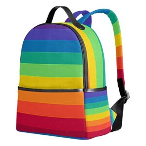yzgo striped rainbow children school backpacks for boys girls youth canvas bookbags travel laptop bags