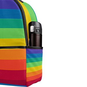 YZGO Striped Rainbow Children School Backpacks for Boys Girls Youth Canvas Bookbags Travel Laptop Bags