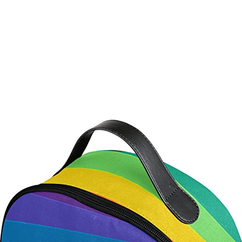 YZGO Striped Rainbow Children School Backpacks for Boys Girls Youth Canvas Bookbags Travel Laptop Bags