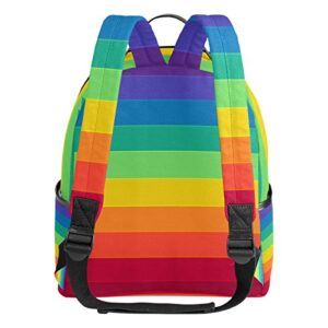 YZGO Striped Rainbow Children School Backpacks for Boys Girls Youth Canvas Bookbags Travel Laptop Bags