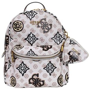 guess house party large backpack, cream logo multi