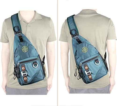 Sling Backpacks, Vanlison Sling Chest Bags Shoulder Crossbody Bags for Men Women Outdoor Travel Walking Dog Running Dark Green