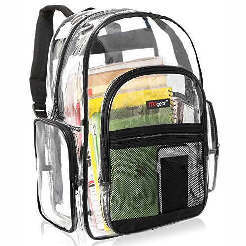 MGgear Clear Backpack Transparent Travel School Security Heavy Duty Bookbag