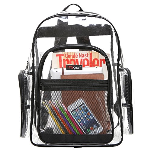 MGgear Clear Backpack Transparent Travel School Security Heavy Duty Bookbag