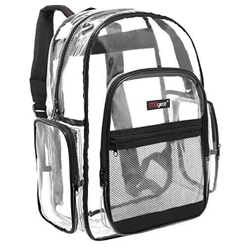 MGgear Clear Backpack Transparent Travel School Security Heavy Duty Bookbag