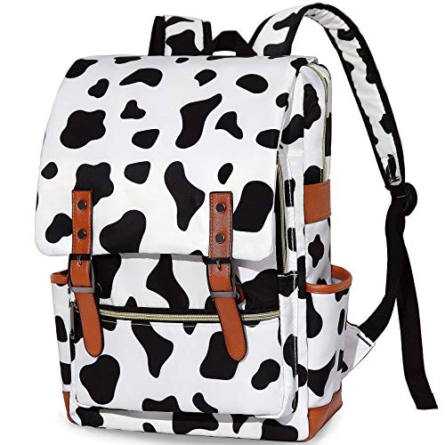 MCWTH Girls Backpack College Bookbag, School Bag 15.6 inch Laptop Backpacks for Women (cow print)