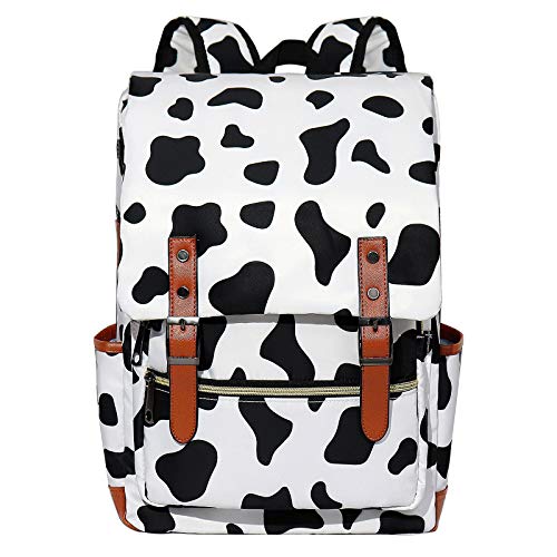 MCWTH Girls Backpack College Bookbag, School Bag 15.6 inch Laptop Backpacks for Women (cow print)