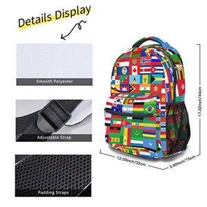 Worlds Flag School Computer Backpacks Book Bag For Boys Girls Travel Hiking Camping Daypack