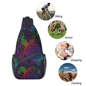 Boho Sea Turtle Mandala Sling Bag Rope Crossbody Shoulder Bags Fashion Chest Daypack For Men Women Hiking Travel Runner Biking Climbing