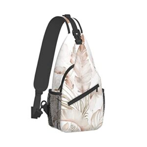 supluchom sling bag tropical leaf fall autumn botanical hiking daypack crossbody shoulder backpack travel chest pack for men women