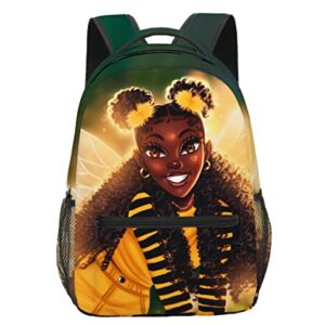 yalinan Black Girl BookBag Angel School Backpack Bee African American Book Bag for Teen Girls Kids