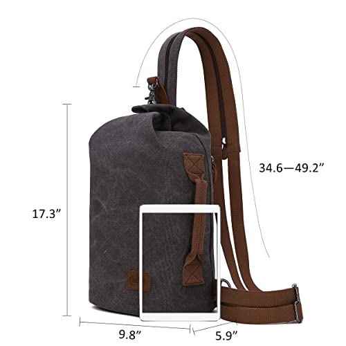 Canvas Sling Bag - Small Crossbody Backpack Shoulder Casual Daypack Rucksack for Men Women