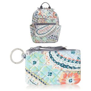 cotton small backpack, citrus paisley – recycled cotton withvera bradley womens cotton zip wallet id case, citrus paisley – recycled cotton, one size us