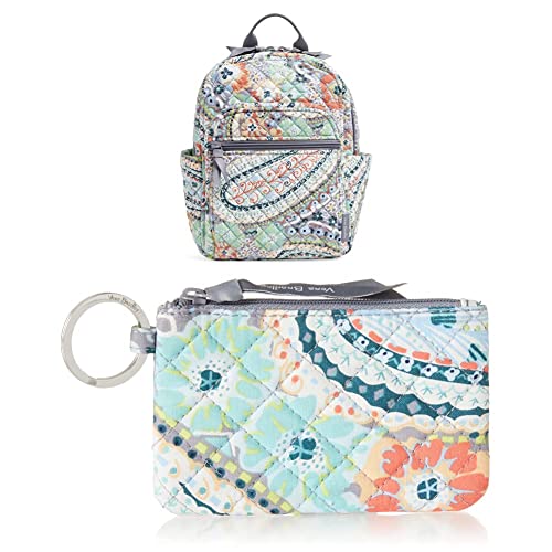 Cotton Small Backpack, Citrus Paisley - Recycled Cotton withVera Bradley womens Cotton Zip Wallet ID Case, Citrus Paisley - Recycled Cotton, One Size US