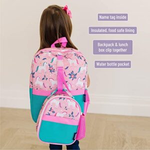 Wildkin Pack-it-All Backpack Bundle with Clip-in Lunch Box (Magical Unicorns)