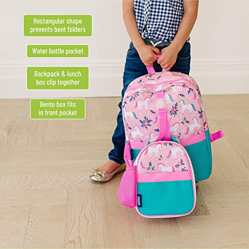 Wildkin Pack-it-All Backpack Bundle with Clip-in Lunch Box (Magical Unicorns)